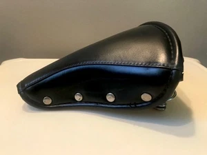 Sillín de asiento de bicicleta Cycle Pro cromado doble resorte cuero negro remache bicicleta de colección - Imagen 1 de 12