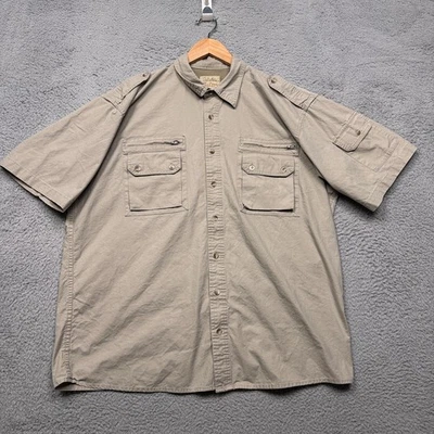 Camisa Safari Cabela's Para Hombres XLT Marrón Caqui Lona Algodón Manga Corta Exterior Foto 1 de 4