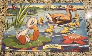 1940s Walt Disney Jigsaw Puzzle "The Ugly Duckling” With Box Missing 1 Piece - Picture 1 of 6