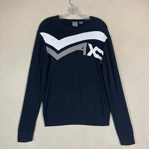 Armani Exchange Sweater Mens Medium Black Casual Knit Pullover Preppy Adult - Picture 1 of 11