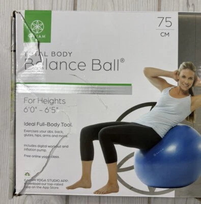 Bola de equilibrio grande Gaiam Total Body 75 cm para alturas 6'-6,5 de alto con bomba nueva en caja Foto 1 de 4