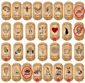 1 - 32 etiquetas únicas de boticario "en su mayoría" hechizos pociones Hocus Pocus Harry Potter - Imagen 1 de 7