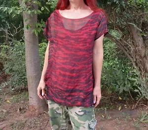 DRIES VAN NOTEN Red Black Zebra Print Silk Top Size M - Picture 1 of 10