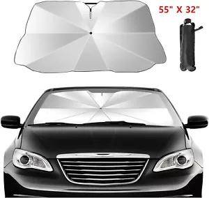 Car Front Window Sun Shade Visor Cover Foldable Windshield UV Umbrella 55"X32" - Picture 1 of 7