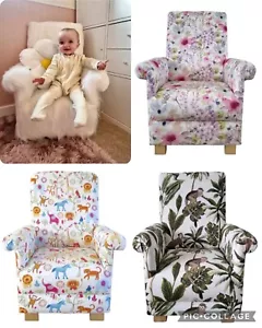 Children's Handcrafted Armchair Fabric Kids Chair Animals Nursery Boys Girls New - Picture 1 of 98