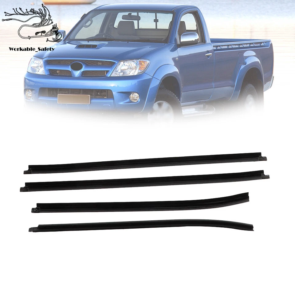 For 2005-2015 Toyota Hilux Cab 4Pcs Window Glass Seals Door Belt Weather Strip - Image 1 of 4