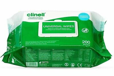 Clinell Large 200 Pack Universal Surface Medical Tool Devices Cleansing Wipes UK • 8.25£