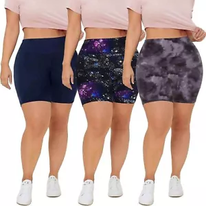 QGGQDD 3 Pack Plus Size Biker Shorts 4X-Large, Navy/ Galaxy/ Black Tie-dye - Picture 1 of 5