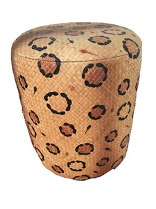 LEOPARD GEPARD Hocker geflochten Natur Palmenfaser Hocker Ottomane Bohemian Boho Chic - Bild 1 von 12