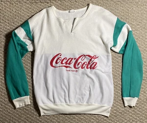 Vintage Coca Cola Sweater Unisex XL Graphic Spell Out Henley Sweatshirt 90s - Picture 1 of 8