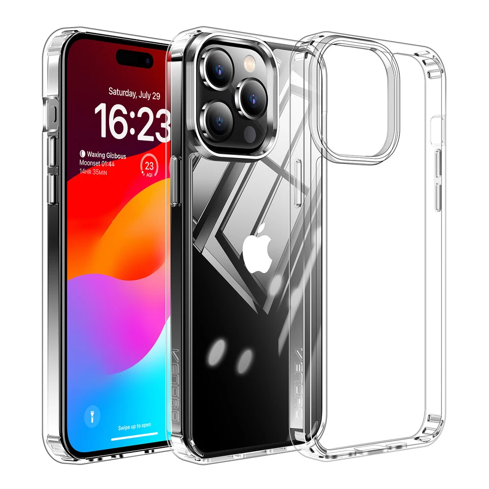 Funda rígida híbrida delgada transparente a prueba de golpes para iPhone 15 14 13 12 Pro Max SE 3 Foto 1 de 4