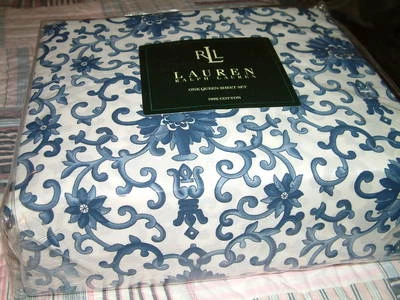 RALPH LAUREN  PORCELAIN ROSETTE FLORAL  4 PC  QUEEN  SHEET SET  STD PILLOWCASES - Image 1 of 2