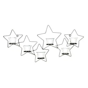 Aplique de pared moderno de mediados de siglo estrellas candelabros votivos 22" NUEVO decorativo - Imagen 1 de 1