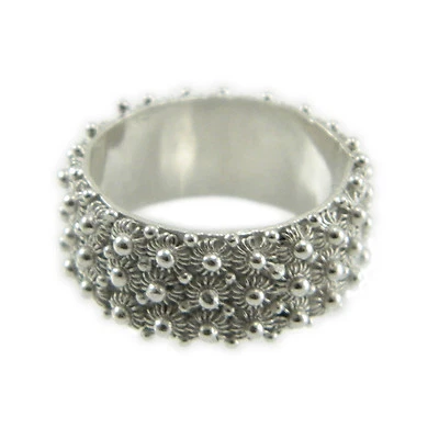 Anello fede sarda filigrana Sardegna fascia 3 file argento 925 rodiato - Immagine 1 di 2