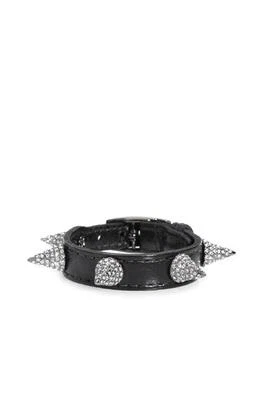 CC Skye Flash Pave Spike Bracelet Black Cubic Zirconia sparkly Slash Leather NEW - Image 1 of 4