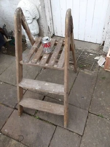 Vintage Holz Trittleiter 2 Stufen & eine Plattform - Bild 1 von 16