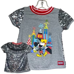 Disney Mickey Mouse Sequin Birthday T-Shirt Size XS 4/5 School Casual - Picture 1 of 8