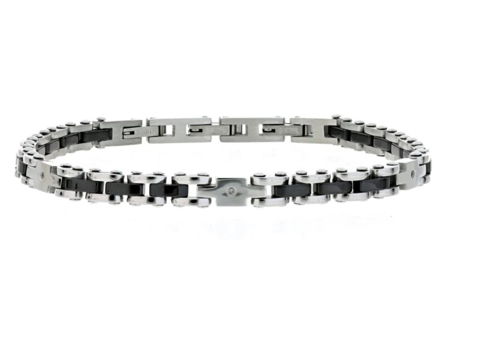URANIA - BRACCIALE IN ACCIAIO CM18+3 CON 3 DIAMANTI BIANCHI I/SI 1MM CT 0,008 - Immagine 1 di 2