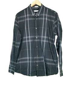 CALVIN KLIEN Men’s Blue Square Pattern Long Sleeve Button Shirt Size Large - Picture 1 of 7