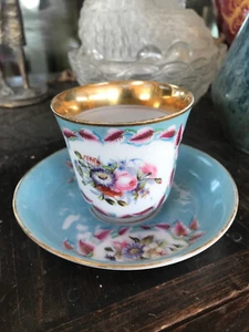 Tasse Ancienne Napoléon III Porcelaine Paris Bouquet Fleurs Peintes - Imagen 1 de 5