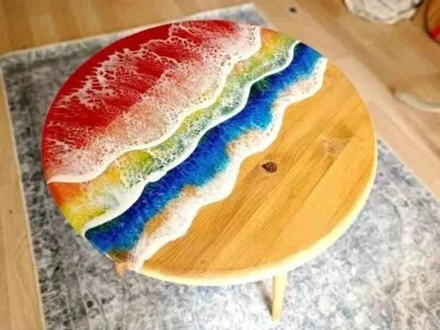 18" Modern Epoxy Coffee Table Top Handmade Design Trendy Home Decor Sofa Table - Image 1 of 4