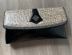 NEW Womens Evening Clutch Chain Shoulder Strap Clutch Purse Snake Patent Leather - Picture 1 of 3