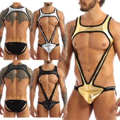 Sexy Para Hombres Una Pieza Bolsa Jockstrap Ropa Interior Lucha Singlet Leotardo Body Foto 1 de 2