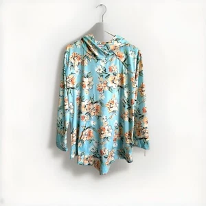 Felpa con cappuccio leggera XS Lularoe ambra floreale blu chiaro bambino - Foto 1 di 3