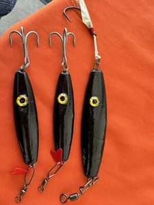3 X BASS FISHING LURES CASTING LURES BLACK 300g, 200g & 100g Bass, COD Haddock - Picture 1 of 7