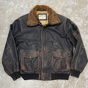 Vintage Orvis A-2 Flight Leather Bomber Jacket Mens Medium Patina FLAW READ - Picture 1 of 18