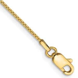 0,90 mm 14K Gelbgold Box Kette Halskette 14" - 30" Karabinerverschluss - Bild 1 von 5