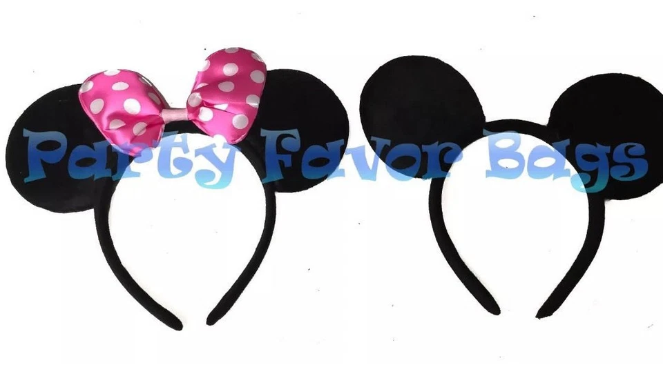 Minnie And Mickey Mouse Ears Headbands Adult Kid Halloween Costume Black Pink - Image 1 of 1
