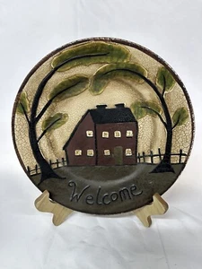 Gebrauchtes Ragon House Ton Willkommen Primitive Americana Tellerschild 9 7/8" Durchmesser - Bild 1 von 3