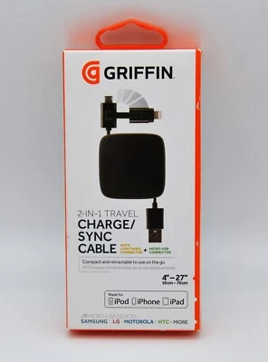 Griffin 2in1 Travel Charge Sync Cable Lightning MicroUSB Connector MFi-Certified - Image 1 of 4