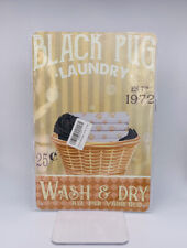 Black Pug Laundry Wash & Dry 8 x 12 Metal Tin Sign Wall Art Decor - New Open Box