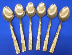 6 - Reed & Barton Rebacraft GOLDEN ROYAL BAMBOO Gold Electroplate TEASPOONS - Picture 1 of 9