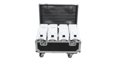 Baule FlightCase con 8 Faretti BIANCHI Smart Battery LED RGBWA-UV WiFi a Batteri - Immagine 1 di 4