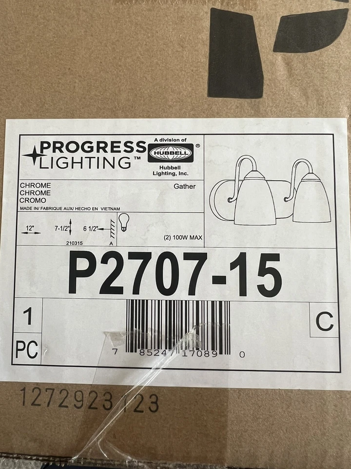 Progress Lighting Gather 2-Light Polished Chrome Etched Glass Bath Vanity Light - Image 1 of 1