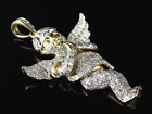 Real 10K Yellow Gold Genuine Diamond Fully Ice Out Baby Angel Pendant (1.60Ct)