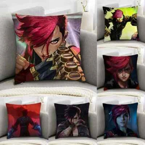 VI ARCANE L-League of Legends Pillow Case Sofa Print Plush Square Cushion Covers - Picture 1 of 31