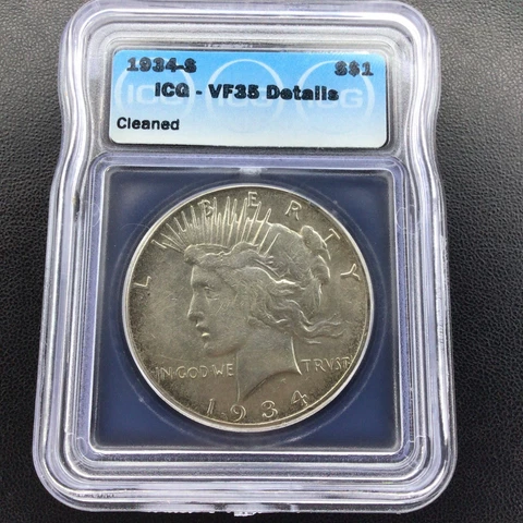 1934-S Peace Dollar VF-35 DETAILS ICG TOUGHER DATE BLAST WHITE Cover