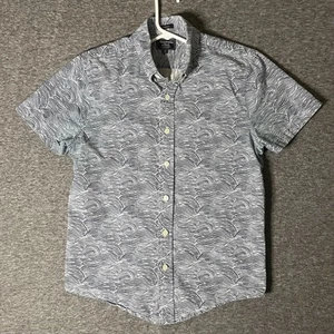 Abercrombie Fitch Hemd Kinder Jungen M blau weiß Muscle Wave Button Down Preppy - Bild 1 von 5