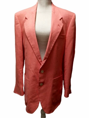Vintage Made in USA NWOT Fioravanti Men Coral Orange Linen 2 Button Blazer 42L? - Image 1 of 4