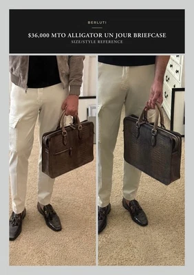 Абсолютно Ультра-Редкий $36,000 MTO BERLUTI Аллигатор Крокодил Потрясающий Портфель - Изображение 1 из 4