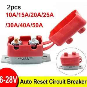 Circuit Breaker Fit For Marine Boat Flat Fuse Reset With Cover Stud 10- 50 Amps - Picture 1 of 15