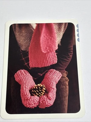 Seed Stitch Mittens & Scarf Set Knitting Pattern Card - Image 1 of 3