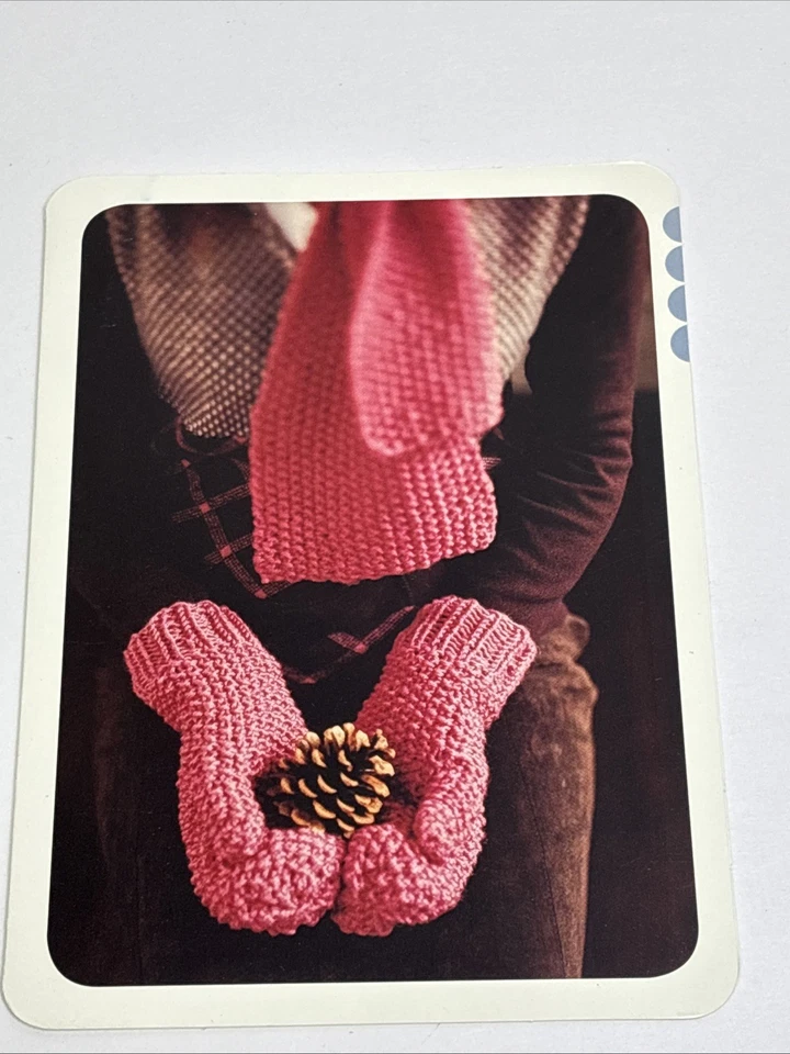 Seed Stitch Mittens & Scarf Set Knitting Pattern Card - Image 1 of 3