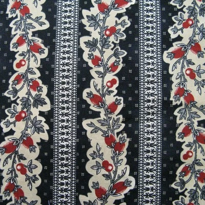 Windham Fabrics Sophia Whistler Studies Black Red Berry Rows Antique Repro 1 Yd - Image 1 of 4