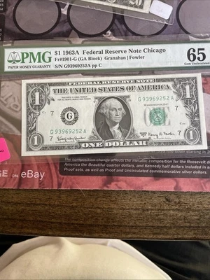 PMG $ 1963A Federal Reserve Bote Chicago 65 - Image 1 of 2