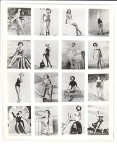 HOLLYWOOD  STARLETS " pin-up/bathing suits" COMPOSITE 1950s mail-out PHOTO sheet - Picture 1 of 2